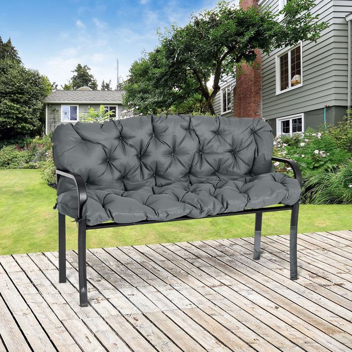 Dark Grey 3 Seater Garden Bench Cushion with Ties - 98x150cm