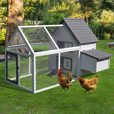 Wooden Chicken Coop With Nest & Ramp Pawhut