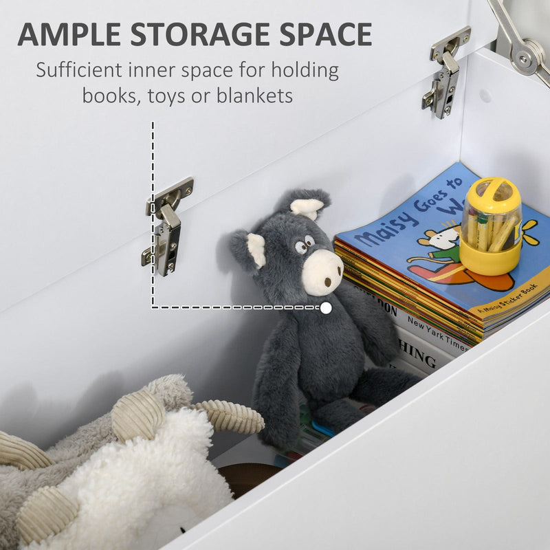 White Wooden Storage Box Ottoman With Lid