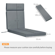 Sun Lounger Cushions with Ties 196x55cm Grey Outsunny