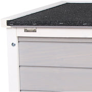 PawHut Wooden Rabbit Hutch Bunny Puppy Cage Guinea Pig Hutch, Rabbit Hideaway, Cat House, Pet Habitat Small Animals Ferret 51 x 42 x 43 cm, Grey Pawhut