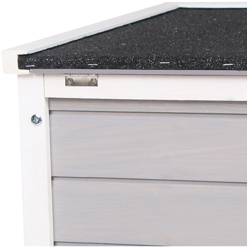 PawHut Wooden Rabbit Hutch Bunny Puppy Cage Guinea Pig Hutch, Rabbit Hideaway, Cat House, Pet Habitat Small Animals Ferret 51 x 42 x 43 cm, Grey Pawhut