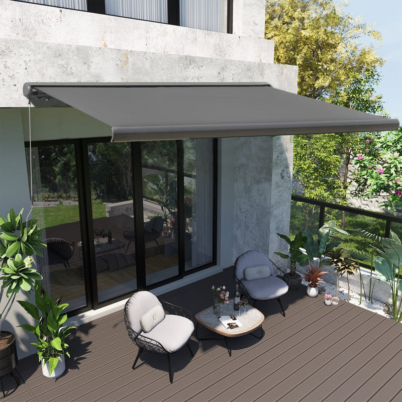 Electric Patio Awning, Remote Control, Grey