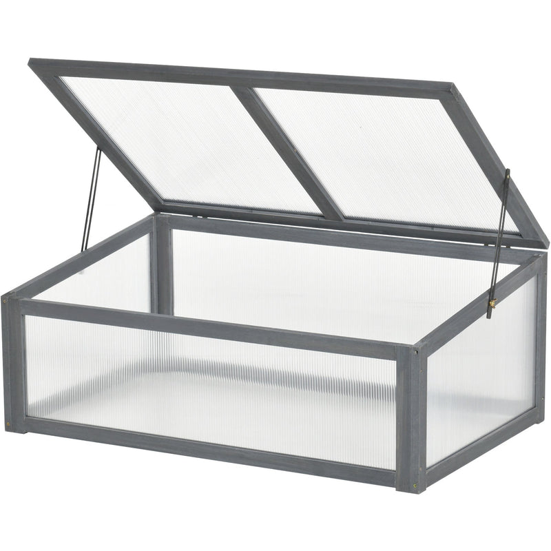 Wooden Polycarbonate Cold Frame Greenhouse, 100x65x40cm