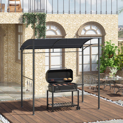 BBQ Grill Gazebo, Metal Frame, Outdoor Sun Shade, 2M, Grey Outsunny