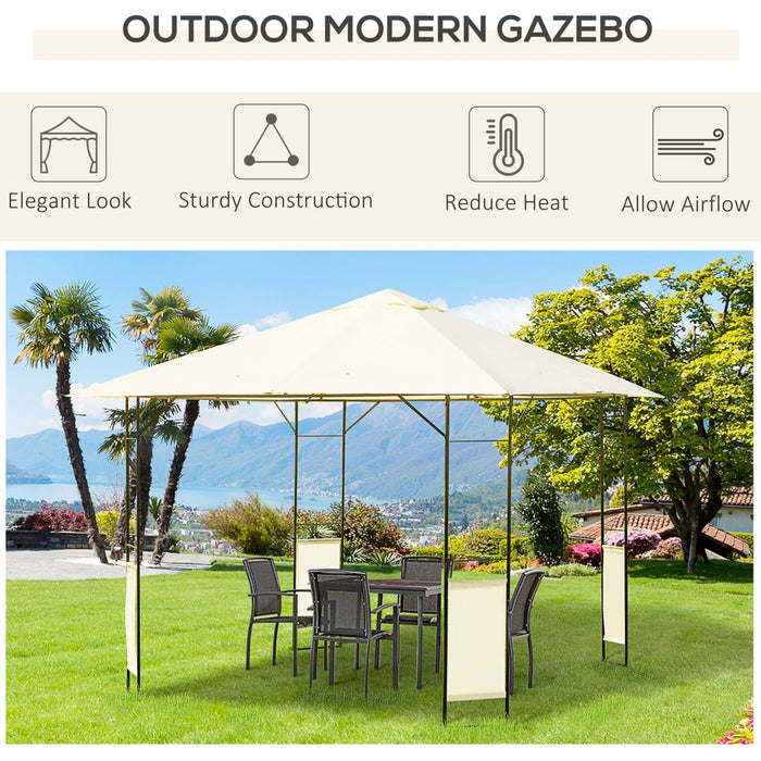 3x3 Metal Gazebo, Steel Frame, Cream Canopy, Water Resistant