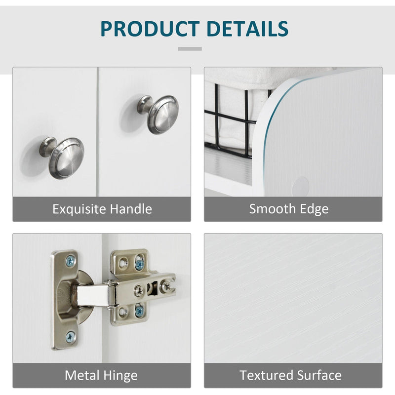 2 Door Shoe Cabinet with 4 Adjustable Shelves - White