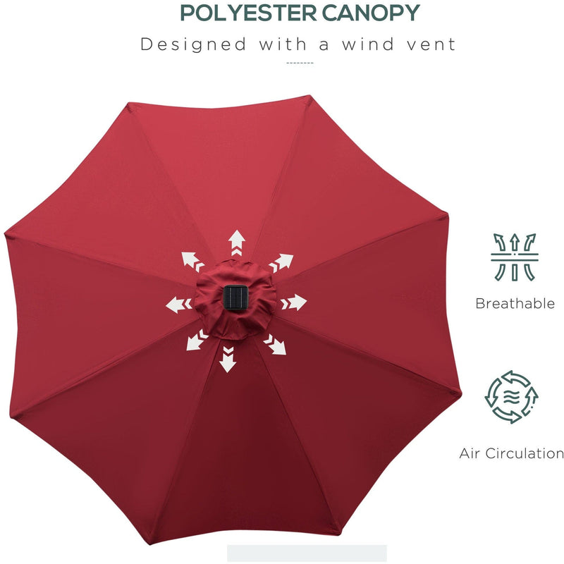 2.7m Garden Umbrella With Lights, Tilt, Crank