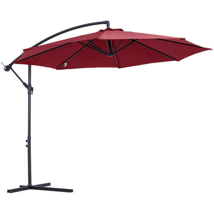 3m Banana Parasol, Crank Handle, 8 Ribs, Cross Base