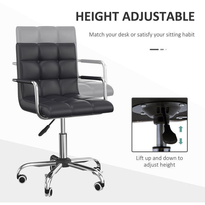 PU Leather Swivel Desk Chair Black