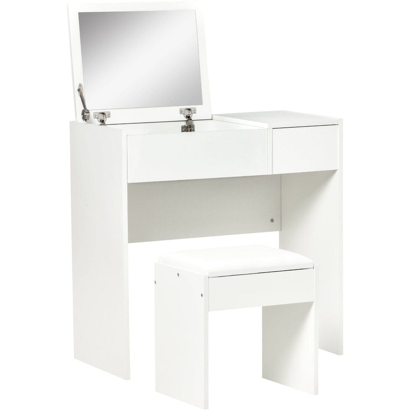 Dressing Table With Flip up Mirror and Cushioned Stool