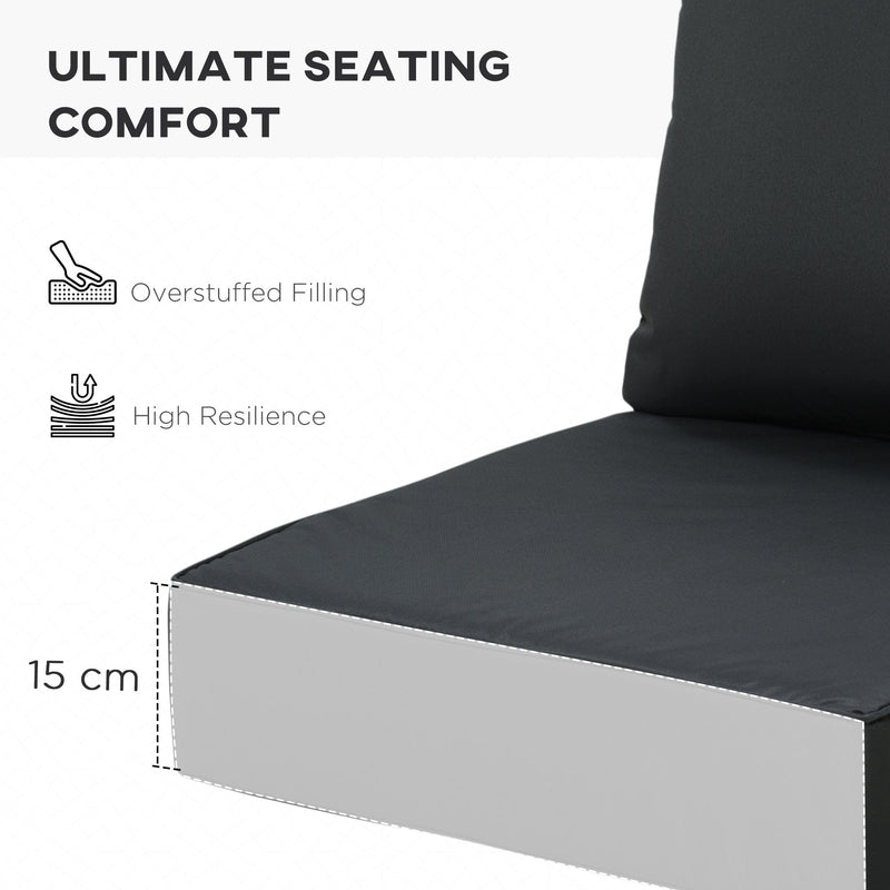 Thick Chair Cushions Outdoor - Black Outsunny