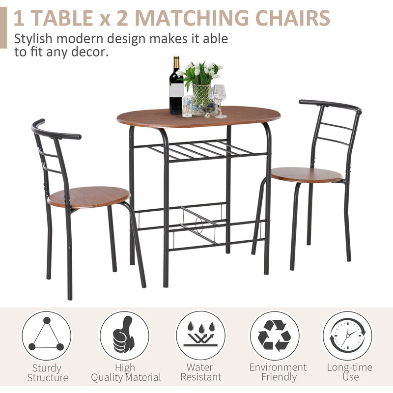 3-Piece Dining Table and Chairs For Small Spaces