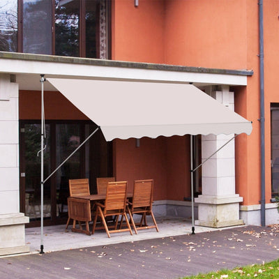 Manual Patio Awning, Retractable, 3 x 1.5m, Beige Outsunny