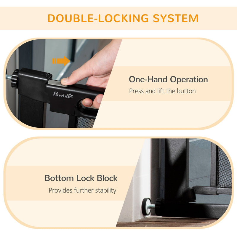 Black Dog Gate with 2 Extensions Kit