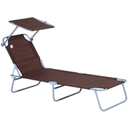 Folding Sun Lounger With Canopy Outsunny