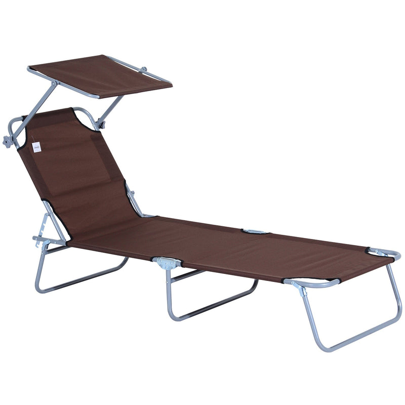 Folding Sun Lounger With Canopy Outsunny