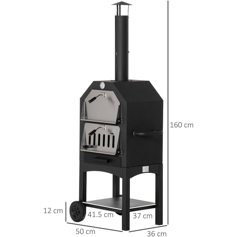 Garden Pizza Oven and Charcoal BBQ Grill Trolley