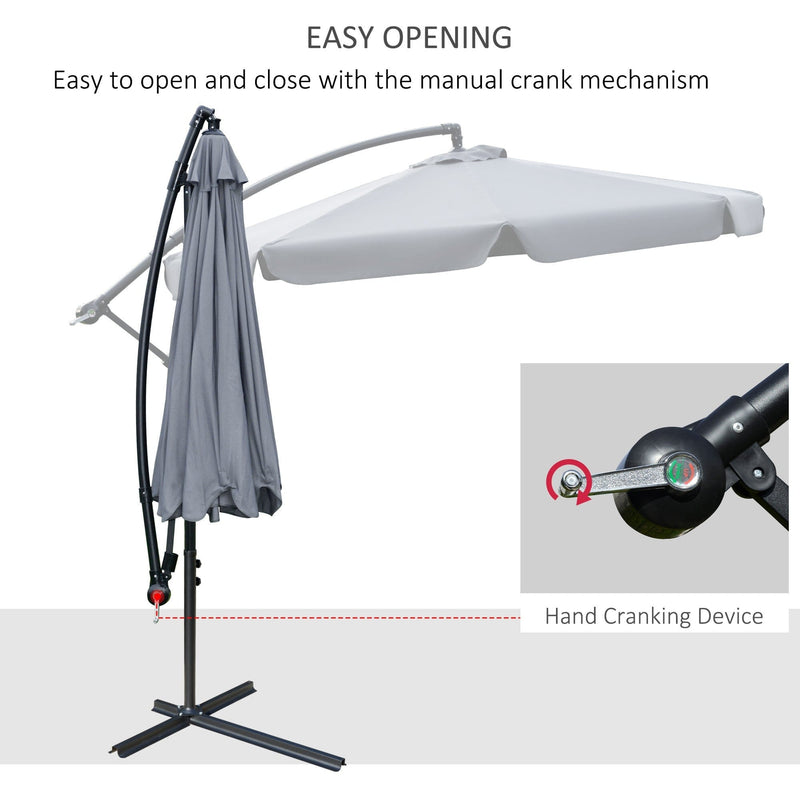 2.7m Cantilever Parasol With Cross Base - Crank Handle