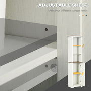 White Tall Bathroom Cabinet With Door & Adjustable Shelves Kleankin
