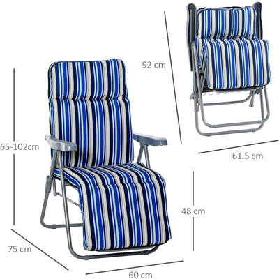 Set of 2 Padded Garden Recliner Chairs Outsunny