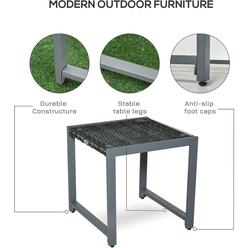 Outsunny Patio Wicker Coffee Table  Garden Rattan Desk