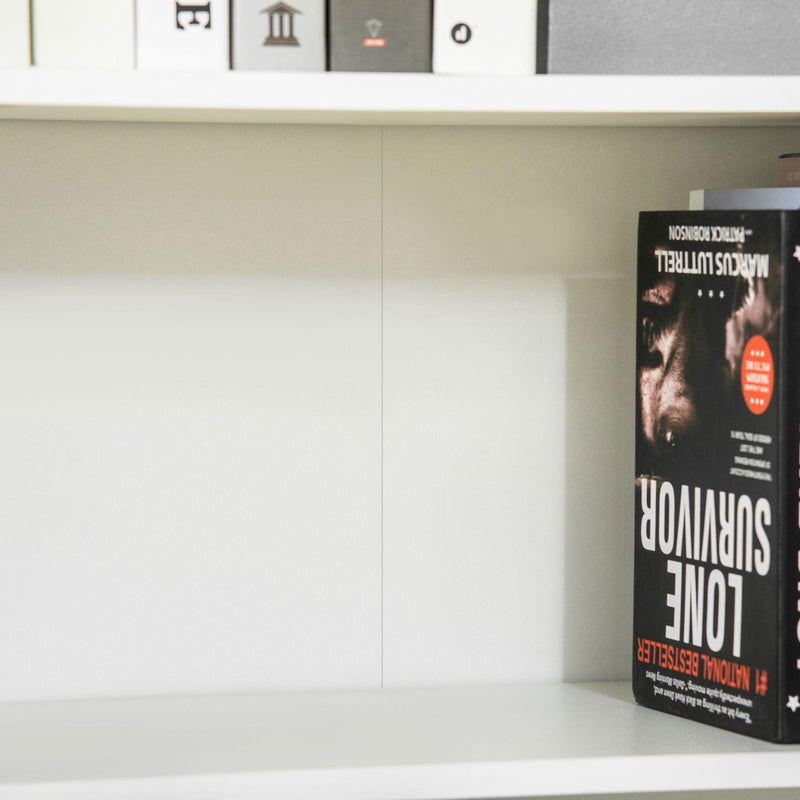 Narrow Bookcase With Cupboard, 5 Shelves, 59W x 29D x 180Hcm