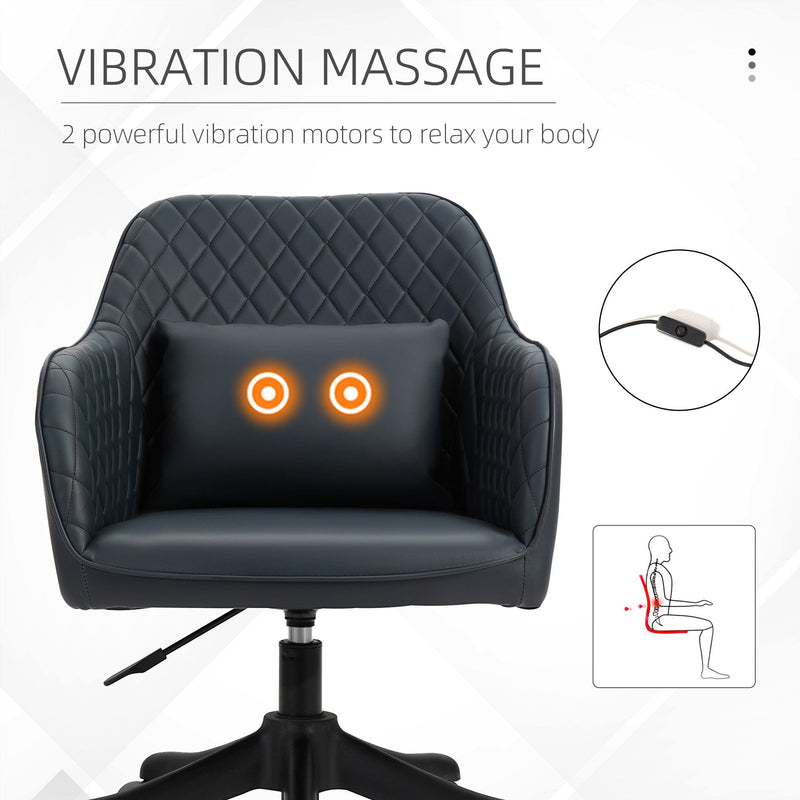 Blue Leather Vibrating Office Chair with Massage Pillow