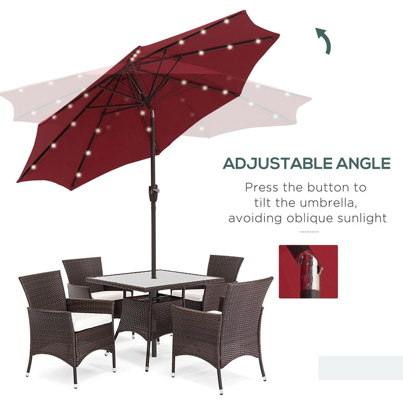 2.7m Garden Umbrella With Lights, Tilt, Crank