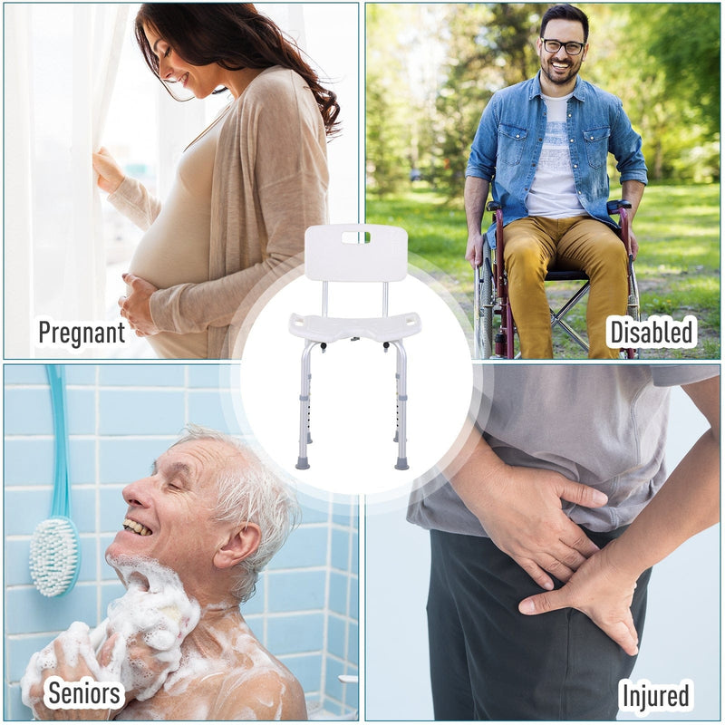 Shower Seat With Legs, Non Slip Feet, Adjustable Legs