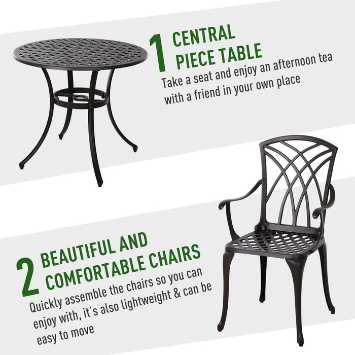 Cast Aluminium Table and Chairs, 4 Chairs, Round Table