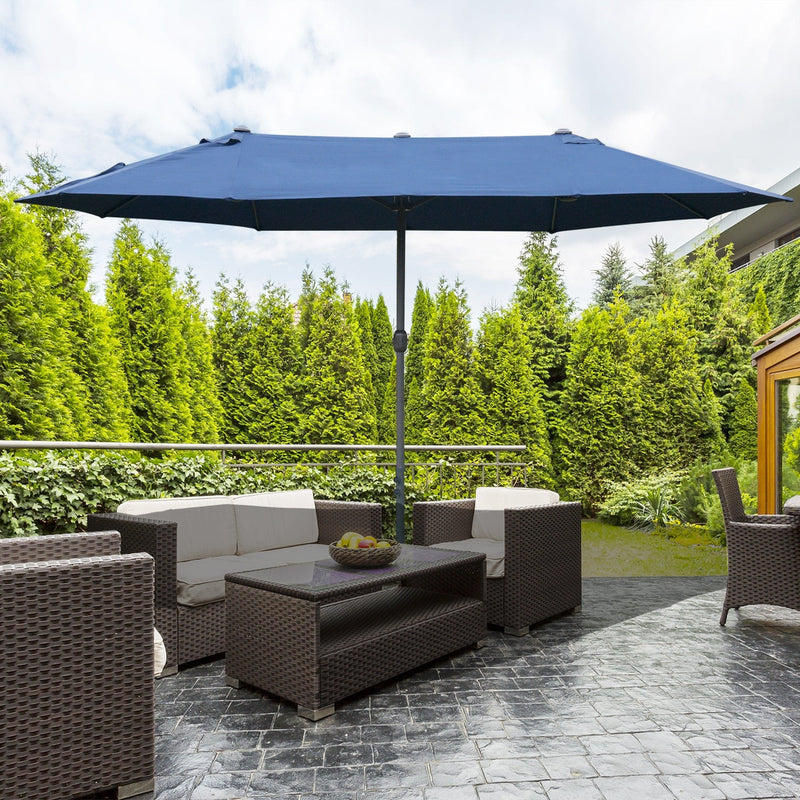 4.6m Double Sided Parasol With Crank Handle, Cross Base