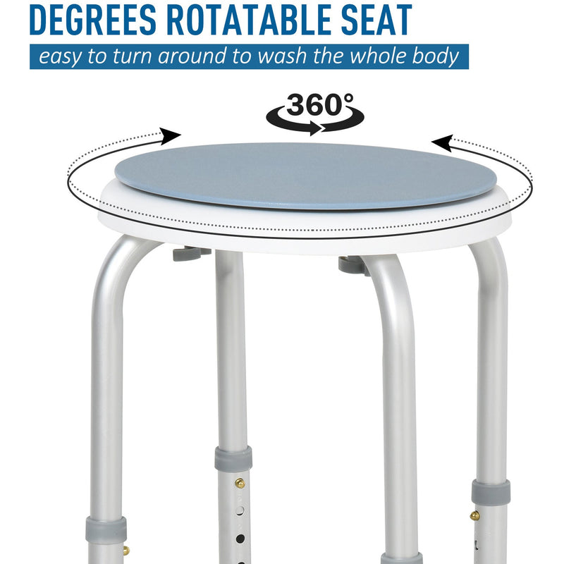 360° Swivel Bath Stool With Adjustable Height