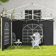 Outsunny Gazebo Side Panels, 2 Pack Sides Replacement, for 3x3(m) or 3x6m Pop Up Gazebo, with Windows and Doors, Black Outsunny