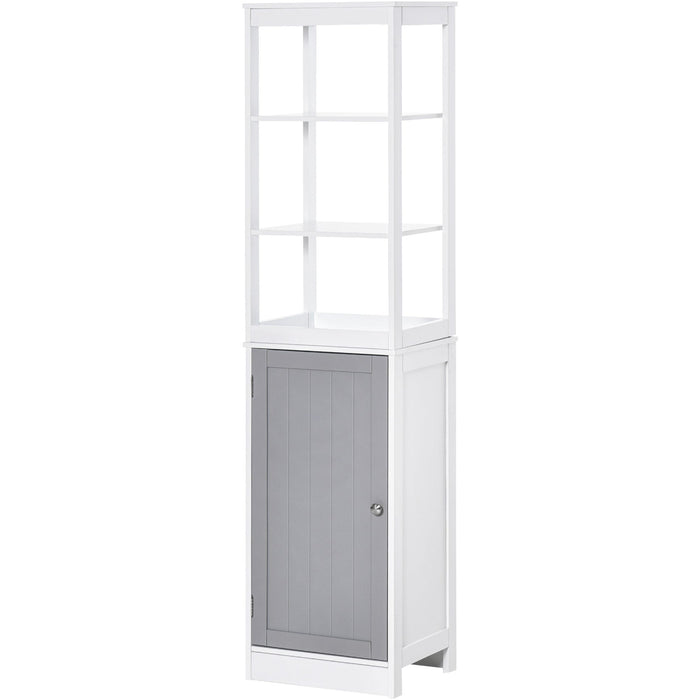 White Tall Free Standing Bathroom Slimline Cabinet