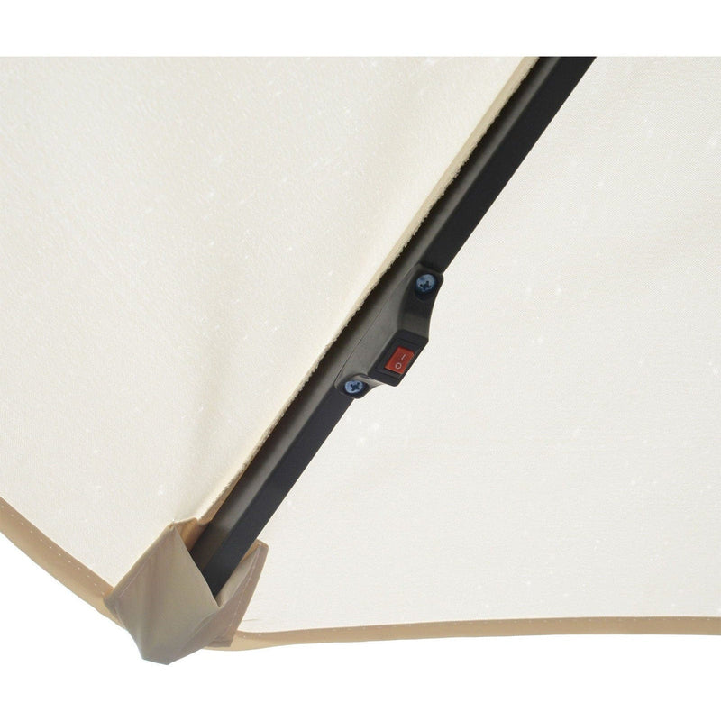 3m Banana Cantilever Patio Umbrella With Lights, Cross Base