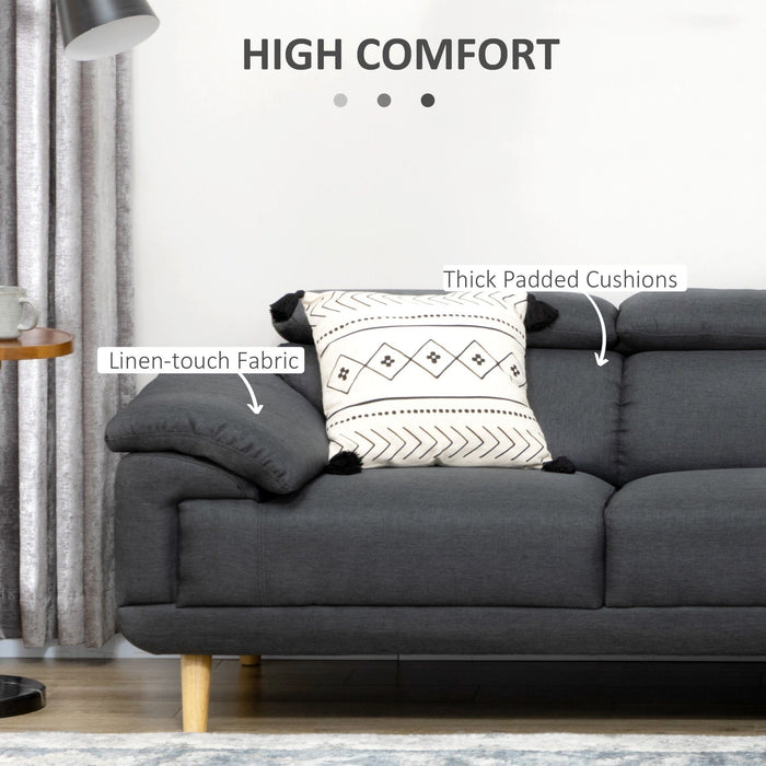 Dark Grey Fabric L Shaped 3-Seater Sofa