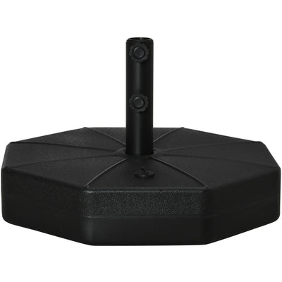 Outsunny Octagonal Garden Parasol Base Holder Outdoor Market Umbrella Stand Weights, Up to 28kg Water Filled or 40kg Sand Filled, Black Outsunny