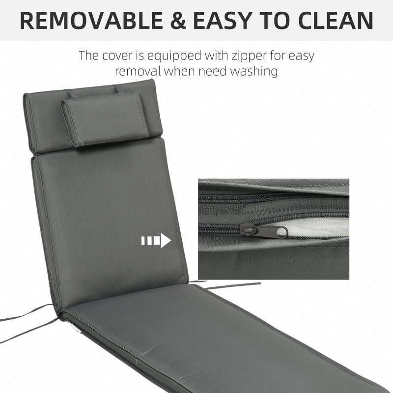 Grey Sun Lounger Replacement Cushion Outsunny