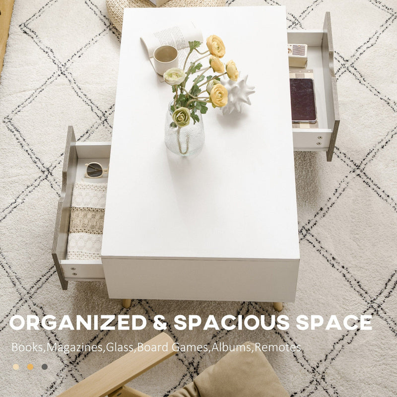 White Rectangular Coffee Table With Storage