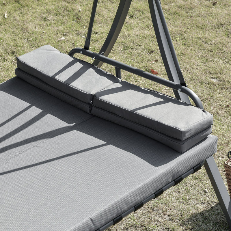 Outsunny 3 Seater Convertible Swing Chair Bed, Grey Outsunny