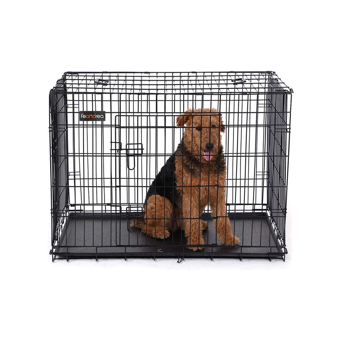 Feandrea Folding Dog Crate Large, 106x70x77cm, Black