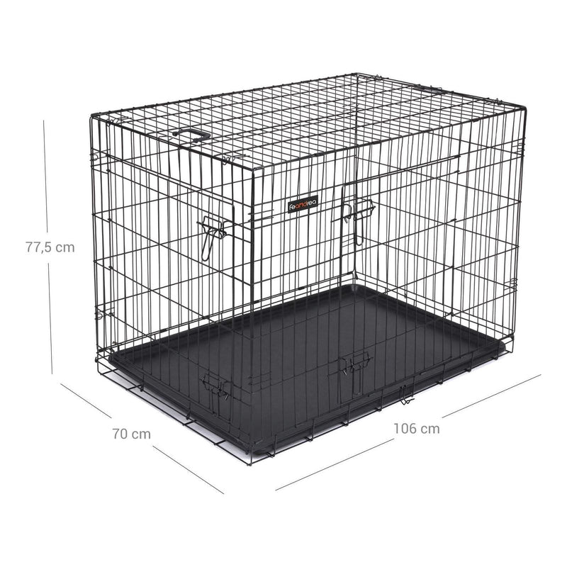 Feandrea Folding Dog Crate Large, 106x70x77cm, Black