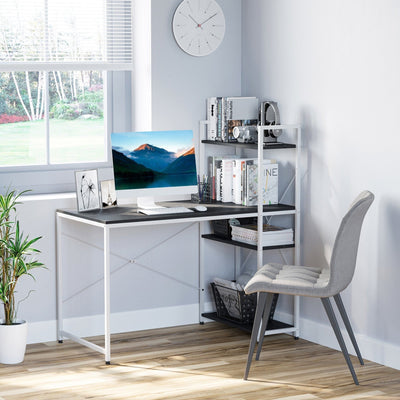 Computer Desk with Bookshelf, Metal Frame Homcom