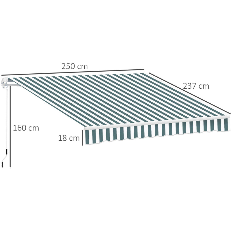 Manual Retractable Garden Patio Awning, 2.5m x 2m