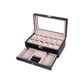 Black Leather Watch Box With Drawer and Glass Top by Songmics Songmics