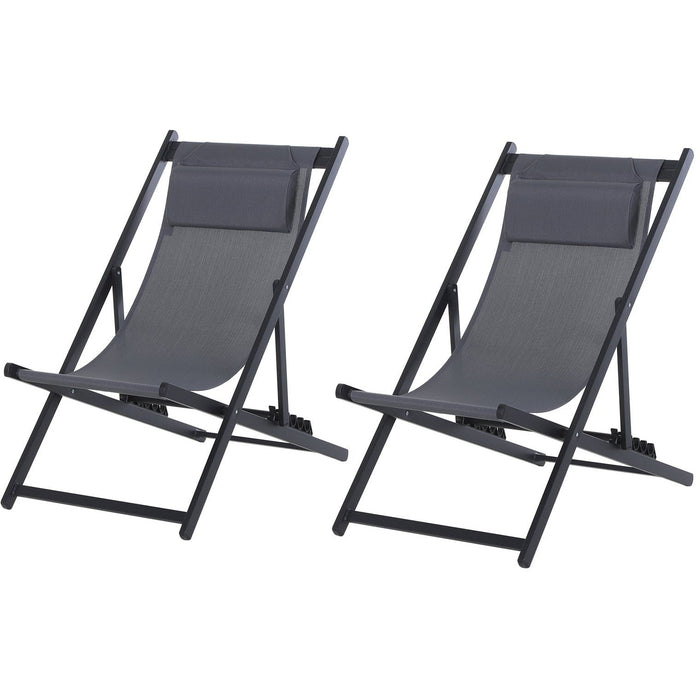 Folding Wooden Deck Chairs, Set of 2