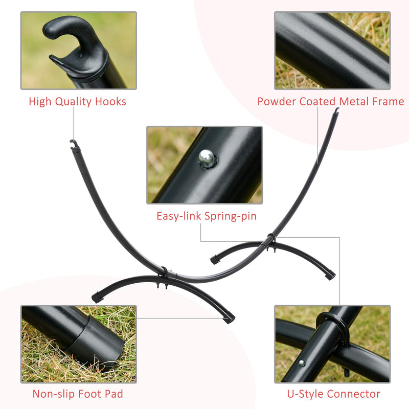 Hammock Stand for Indoor or Garden Use No Trees Needed Metal Frame Black Outsunny