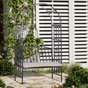 Metal Arch Garden Bench with Cushion, 114x60x206cm, Black Outsunny