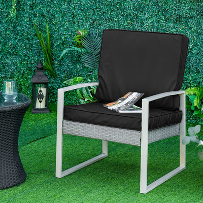 Waterproof Outdoor Chair Cusions, Black (52x46x7cm) Outsunny